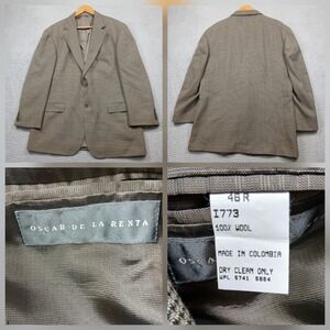 Oscar de la Renta Sport Coat Men's 46R Brown Wool Blazer Jacket